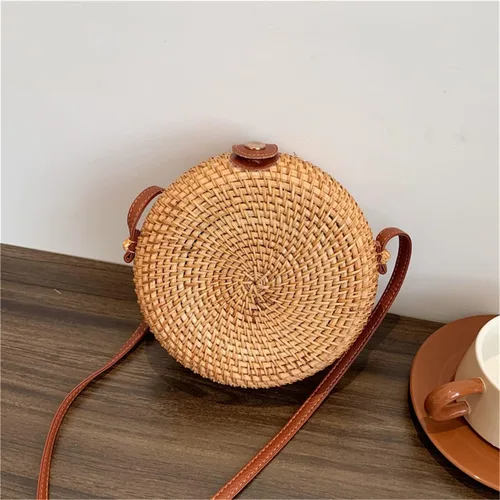 Vista 4 de Handwoven Rattan Bag for Women,Girls Summer Beach Crossbody Bags,Woven Clutch