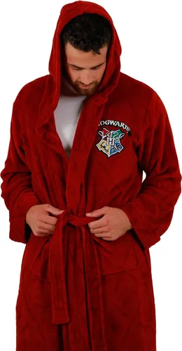 Vista 3 de Bata de Hogwarts de Harry Potter con capucha para hombre, comodidad y estilo mágicos