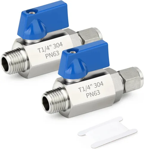 Vista 9 de TAISHER 1PCS 304 de compresión de acero inoxidable mini válvula de bola interruptor de apagado, tubo de 1/2 "OD x 1/2" NPT macho