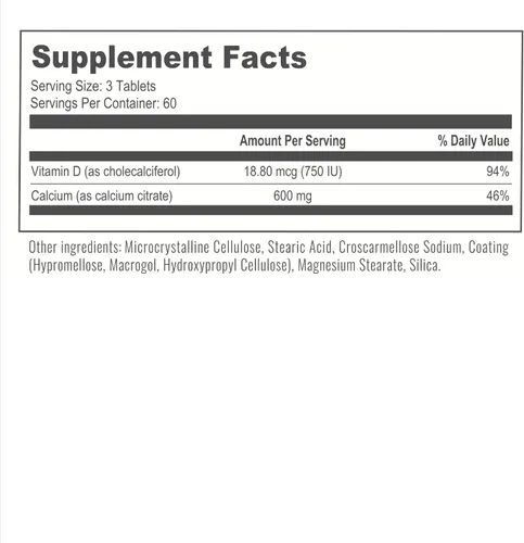 Vista 8 de BariatricPal Citrato de calcio fácil de tragar (600 mg) y comprimidos recubiertos con D3 (suministro para 30 días)