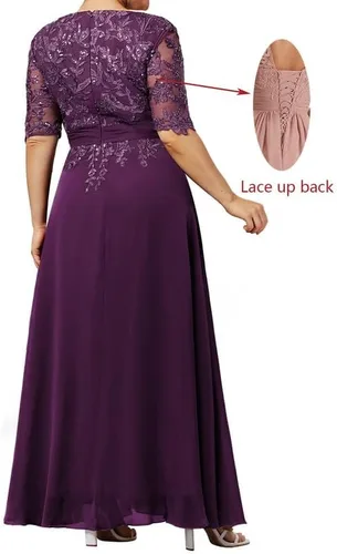 Vista 3 de Vestidos para madre de la novia para boda, vestido largo de encaje de noche, vestidos formales de gasa, vestidos de madre del novio