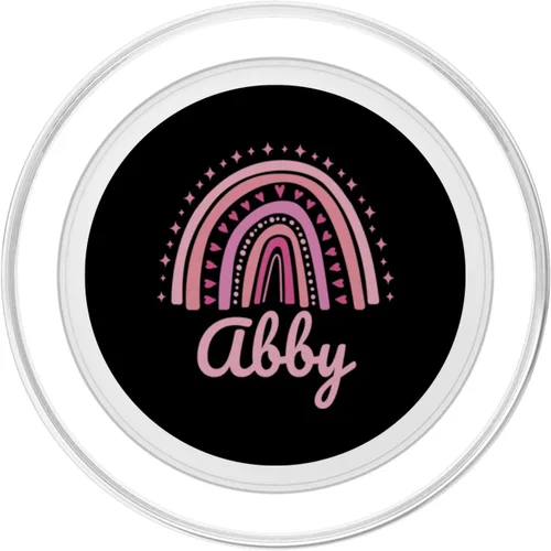 Vista 2 de Abby Name Personalized Funny Women Pink Rainbow Abby PopSockets MagSafe PopGrip for iPhone