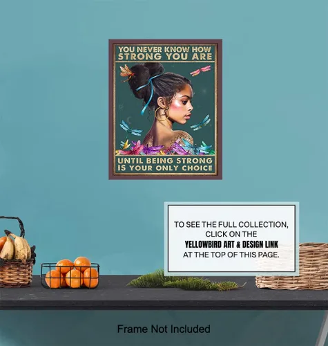 Vista 7 de Póster motivacional de mujeres afroamericanas, arte de pared de niña negra, decoración de pared de afroamericanos, frases inspiradoras de libélulas