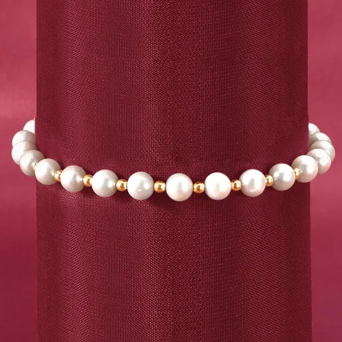 Vista 4 de Ross-Simons 6-7mm Cultured Pearl Bracelet With 14kt Yellow Gold