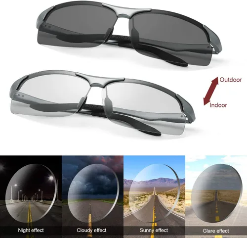 Vista 4 de YIMI Gafas de sol fotocrómicas polarizadas para hombres y mujeres deportes al aire libre conducción antirreflejos UV400 protección z87 gafas
