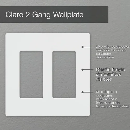 Vista 2 de Lutron Claro - Placa de cubierta para interruptor de luz, placa de pared de 2 posiciones, para interruptores de luz decorativos, cubierta de Almendra