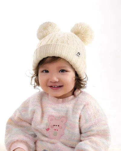 Vista 5 de FURTALK Gorro de invierno para bebé con pompón, gorro de punto cálido para niños y niñas
