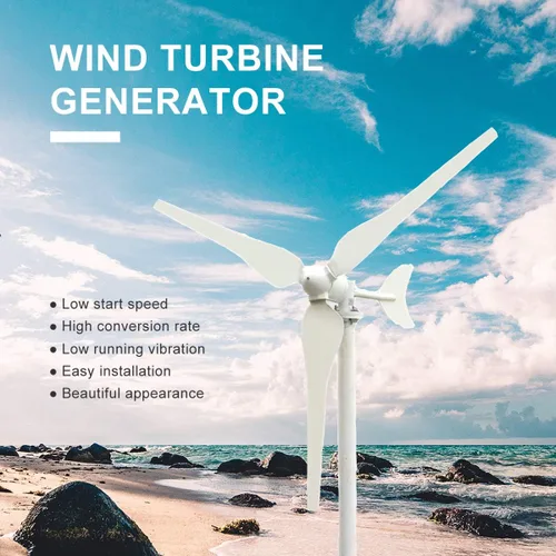 Vista 2 de Kit de energía eólica solar de 340 W. Sistema de carga de batería: generador de turbina eólica de 100 W + 2 paneles solares monocristalinos de 120 W