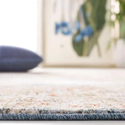 Vista 4 de SAFAVIEH Silverado Collection - Alfombra para pasillo, 2 x 8 pies, azul y óxido, diseño vintage envejecido, no desprende pelusa y de fácil cuidado
