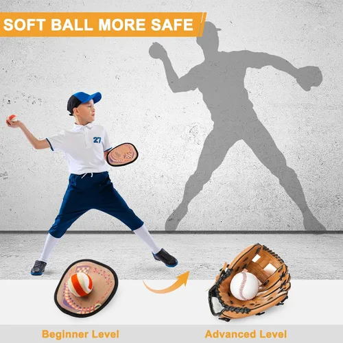 Vista 8 de Juego de pelota de lanzar y atrapar guantes de entrenamiento de béisbol para niños, juguetes de playa para niños de 3, 4, 5, 6, 7, 8 años, regalos