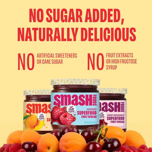 Vista 5 de Smash Foods Jam, Variety Adventure paquete de 3 Sin azúcar añadido, gelatina naturalmente dulce Apto para dieta cetogénica, baja en calorías
