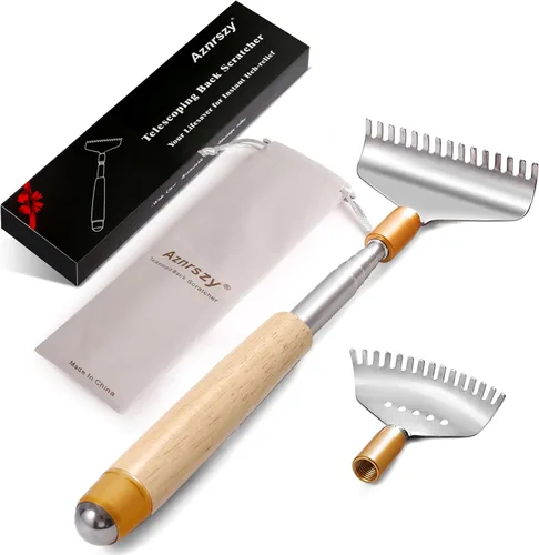 Vista 11 de Rascador de espalda para mujeres y hombres extensible con rodillo Rojo oscuro