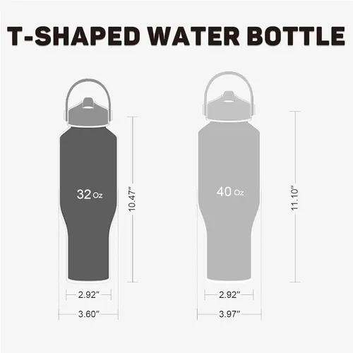 Vista 2 de Botella de agua de 32 onzas aislada con popote, botellas de agua a prueba de fugas, botella de agua para hombre, acero inoxidable para gimnasio