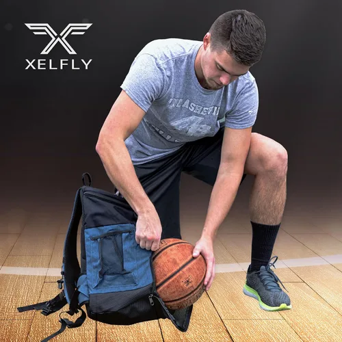 Vista 8 de Xelfly Mochila de baloncesto con compartimento para pelotas