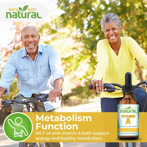 Vista 3 de Why Not Natural Vitamina A Drops 10000 UI - Palmitato de retinilo líquido con aceite de coco MCT, VIT vegano Un suplemento para la piel - 1 oz