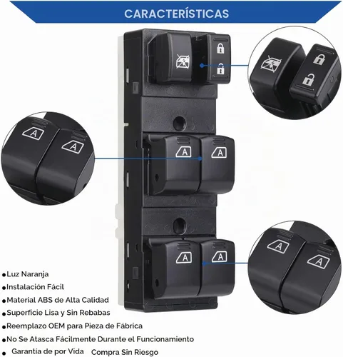 Vista 4 de Obaee 25401-9N00D Interruptor de ventana eléctrica frontal Botón maestro de control Compatible con Nissan Maxima 2009-2012, Infiniti 2007-2008 G35