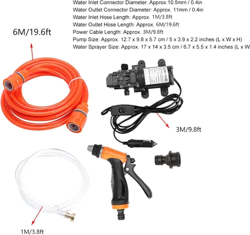 Vista 9 de Pulverizador eléctrico portátil de 12 V para lavadora de autos – Lavadora de vehículos de alta presión de 80 W para automóviles, SUV y limpieza al