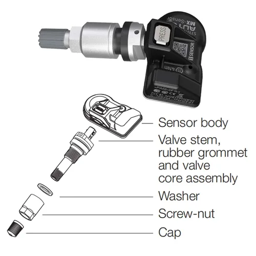 Vista 8 de Autel TPMS Sensores Juego de 4, Sensor Mx Programable para Presión de Neumáticos, 315MHz + 433MHz Press-in Nivel OE (Válvulas Metálicas) Programado