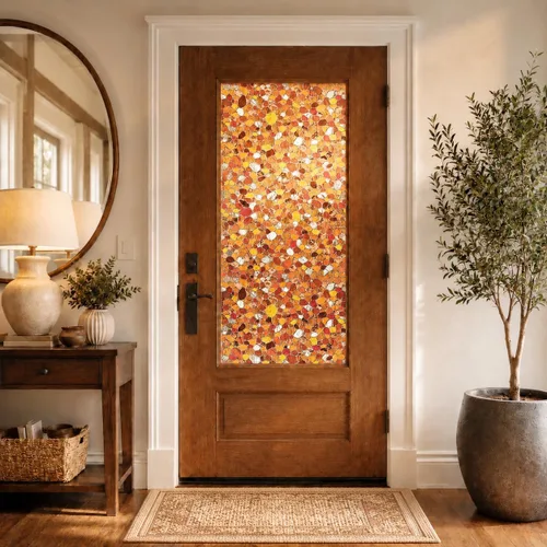 Vista 5 de UNI - Adhesivos 3D para ventana, diseño de piedra de río, color ámbar, 37.4 Ámbar Riverstone