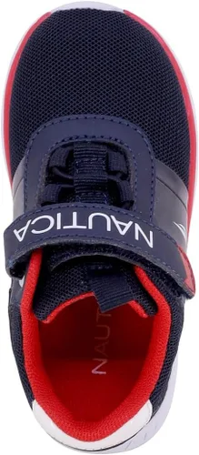 Vista 4 de Nautica - Tenis para niños con correa ajustable y cordones elásticos, zapatos informales cómodos para niños y niñas (bebéniño pequeño)