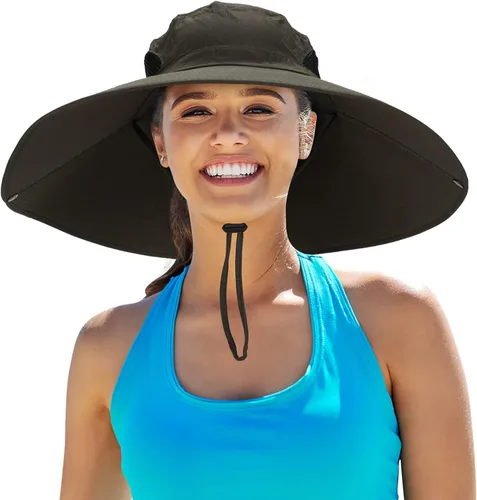 Vista 7 de Leotruny - Sombrero de sol de ala superancha para mujer UPF50+ impermeable para pesca, senderismo, camping