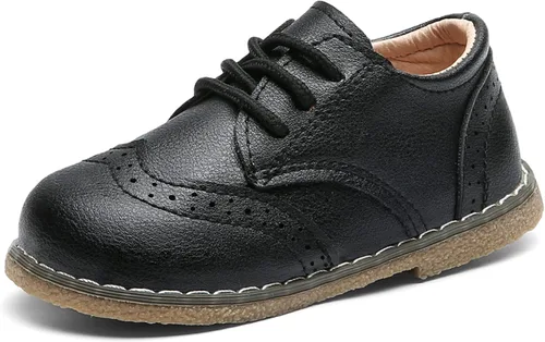 Vista 8 de DADAWEN - Zapatos de vestir para niña con cordones para uniforme de Oxford, cómodos, mocasines (niños pequeños)