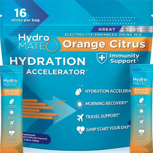 Vista 12 de HydroMATE - Paquetes de hidratación con electrolitos en polvo para frutas, con bajo contenido de azúcar, 30