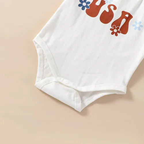 Vista 5 de Conjunto patriótico de 3 piezas para bebé niña del 4 de julio, camiseta sin mangas, camiseta sin mangas, camiseta sin mangas, pantalones cortos