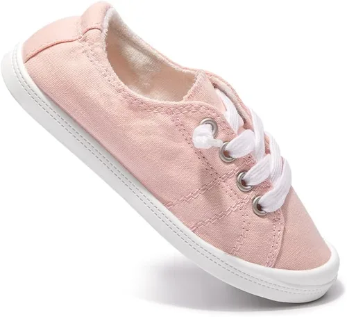 Vista 3 de Zapatos deportivos de lona para niños y niñas, zapatos de moda casuales de caña baja, cómodos zapatos para caminar con cordones