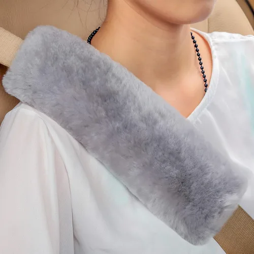Vista 12 de Funda para cinturón de seguridad de automóvil de lana de oveja genuina suave, 2 piezas, almohadilla para hombro del cinturón de seguridad para una