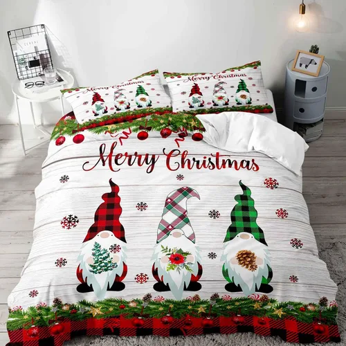 Vista 17 de LUVIVIHOME 2 piezas de funda de edredón de Navidad, juego de ropa de cama individual, ropa de cama rústica de cabaña, colcha de Navidad y Día