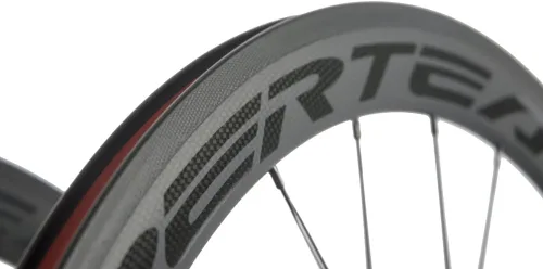 Vista 4 de Superteam - Juego de ruedas para bicicleta de ruta fibra de carbono, 700 C, 50mm ancho 23 terminado mate