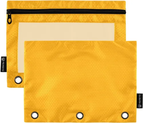 Vista 7 de Gredecor Estuche para lápices con 3 anillos con cremallera negra, paquete de 2 unidades, organizador de carpetas transparentes para ventana escolar