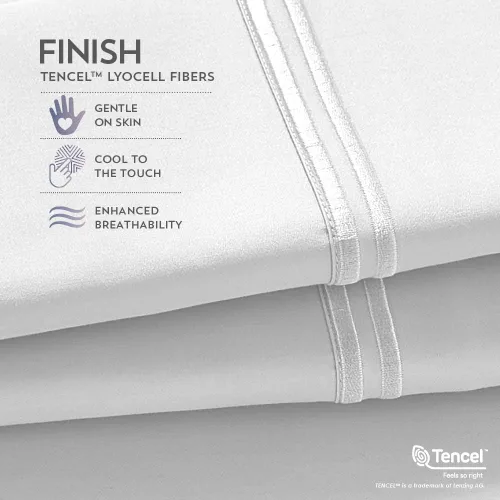 Vista 6 de PureCare Elements Cool Touch - Juego de sábanas con 100 % Tencel, esquinas de ajuste preciso y fundas de almohada envolventes, tamaño individual XL