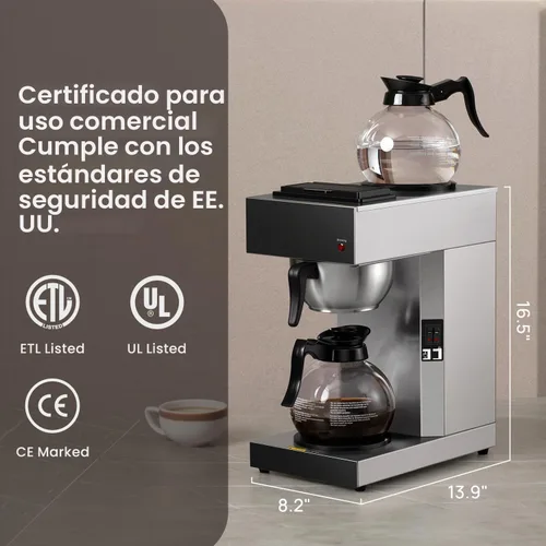 Vista 7 de SYBO Cafetera comercial para verter sobre 12 tazas SF-CB-2GA