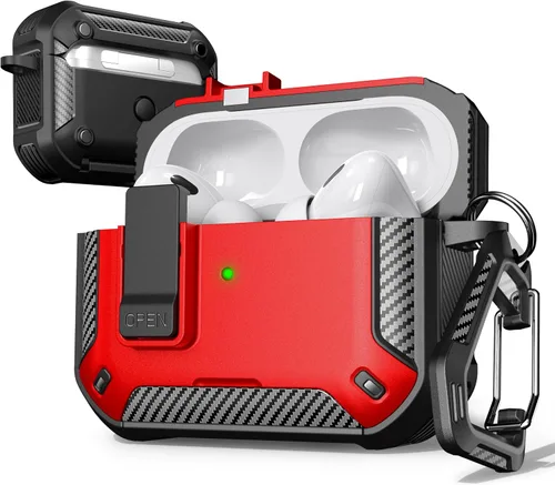 Vista 199 de R-fun Funda de carga compatible con AirPods de 2ª generación 2019, 1ª generación 2016, protección completa contra caídas, tapa desplegable