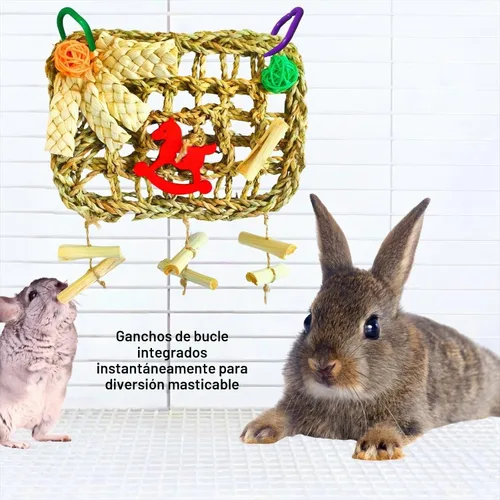 Vista 2 de Juguete masticable para conejos, jaula de conejo, juguetes y golosinas para masticar