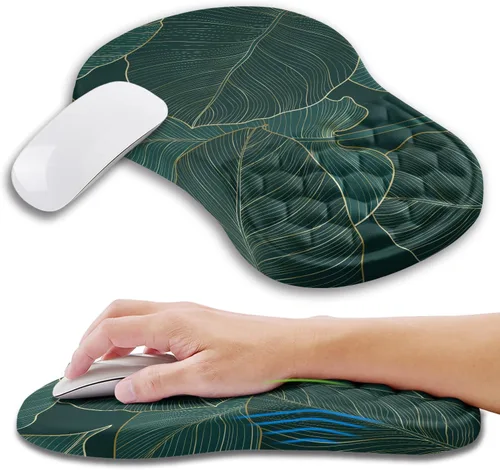 Vista 15 de Alfombrilla ergonómica para ratón con soporte de muñeca con espuma viscoelástica con protuberancia de masaje, alfombrilla para ratón de alivio