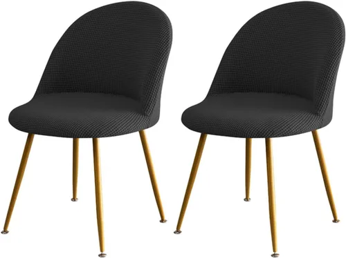 Vista 11 de Paquete de 2 fundas de elastano sin brazos de mediados de siglo para silla con respaldo corto para sala de estar y cocina