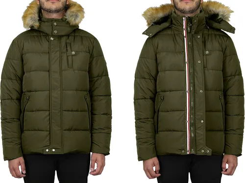 Vista 7 de Galaxy by Harvic Chaqueta cortavientos de nailon con capucha de doble capa pesada para hombre