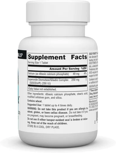 Vista 2 de Source Naturals SOD Power As Glisodin, 250 mg - 30 Tabletas