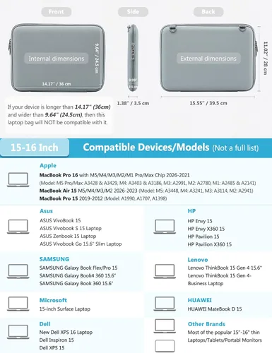 Vista 7 de HYZUO Funda rígida de 15 a 16 pulgadas para computadora portátil Azul ceniza