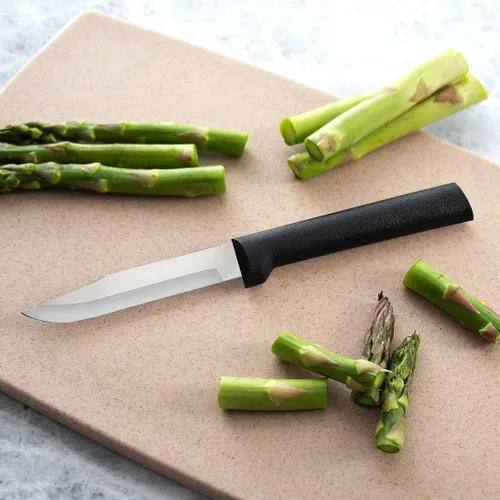 Vista 4 de Rada Cuchillo de pelar para todos los días, hoja de acero inoxidable con mango de resina de acero inoxidable negro, 6-3/4 pulgadas