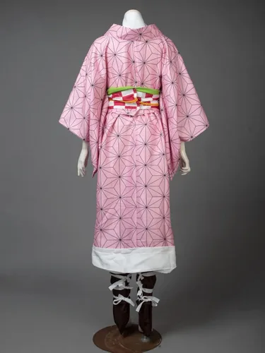 Vista 4 de Cosfun Nezuko Kamado Kimono Completo Disfraz + Pelucas