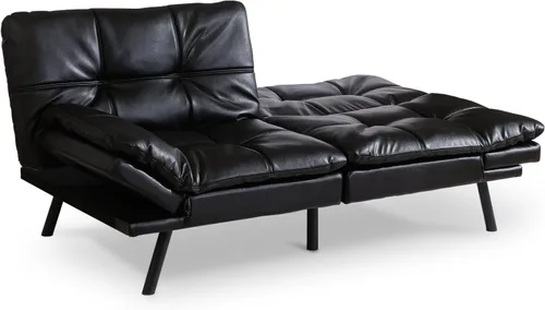 Vista 3 de Opoiar Lounge - Sofá cama de espuma viscoelástica para espacios de vida compactos, sofá biplaza plegable convertible con reposabrazos, cuero