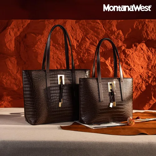 Vista 2 de Juego de bolso de mano para mujer, grande y mediano, 2 piezas, bolsa de hombro con funda