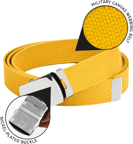 Vista 3 de Hold'Em Cinturones militares de lona para hombres, hebilla deslizante de plata pulida, resistente, ajustable