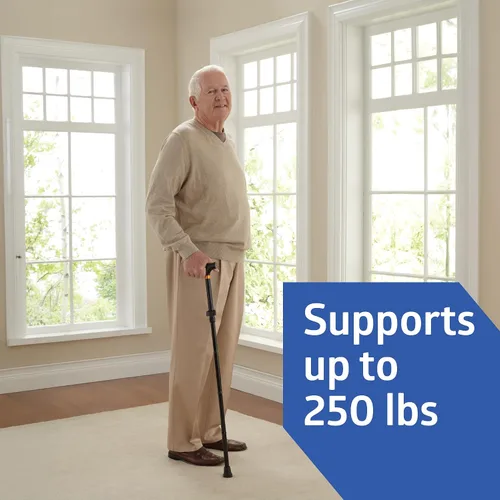 Vista 4 de Medline El bastón plegable con mango en T para personas mayores y adultos es portátil y ligero para equilibrio, lesiones de rodilla, movilidad