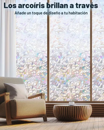 Vista 8 de Lovepea Película de privacidad arcoíris para ventana con herramientas de instalación, decoración 3D, calcomanías de vitrales, extraíble, a prueba