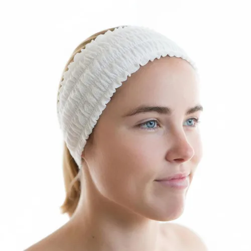 Vista 4 de 100 diademas faciales desechables para spa envueltas individualmente
